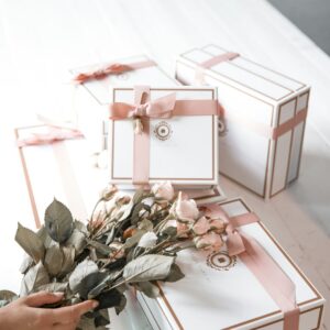 Luxury rose gift box with ribbon